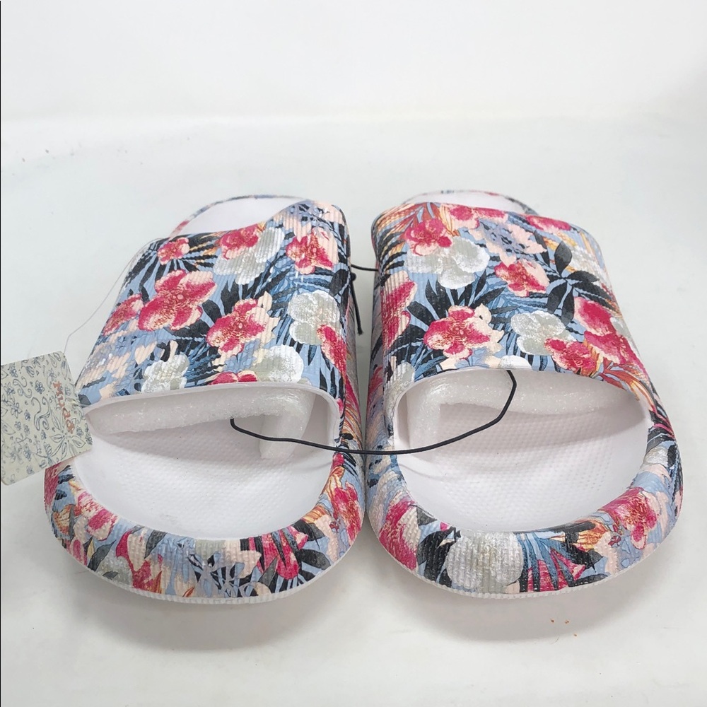 Mudd Aloha-01LP Floral White Flower Slides - Size 11 - Picture 3 of 7